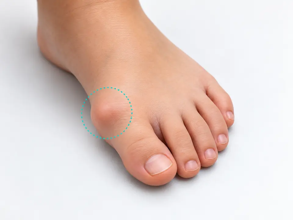 Mild juvenile bunion beside a child's big toe