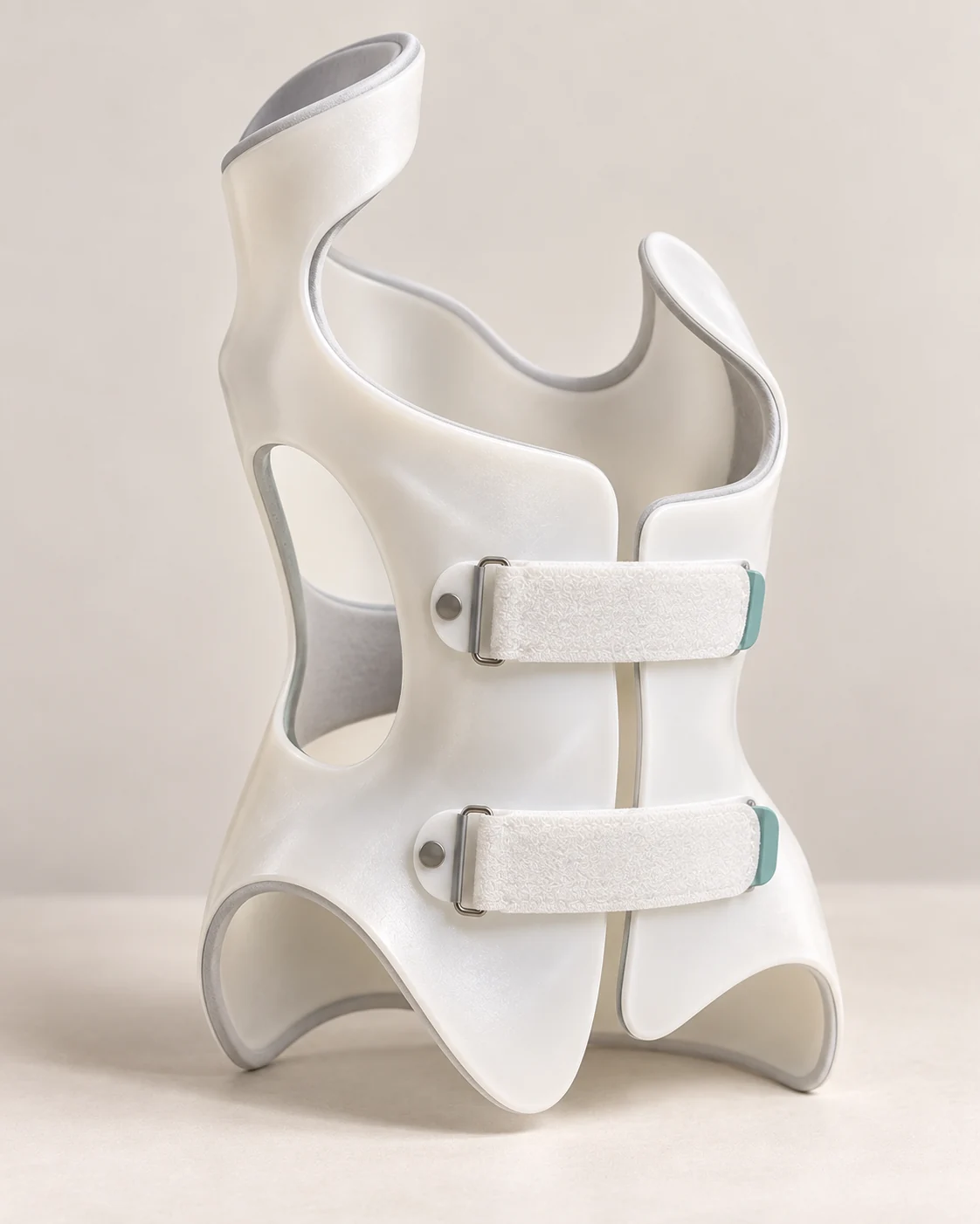 Illustrative image of a scoliosis torso brace on a mannequin