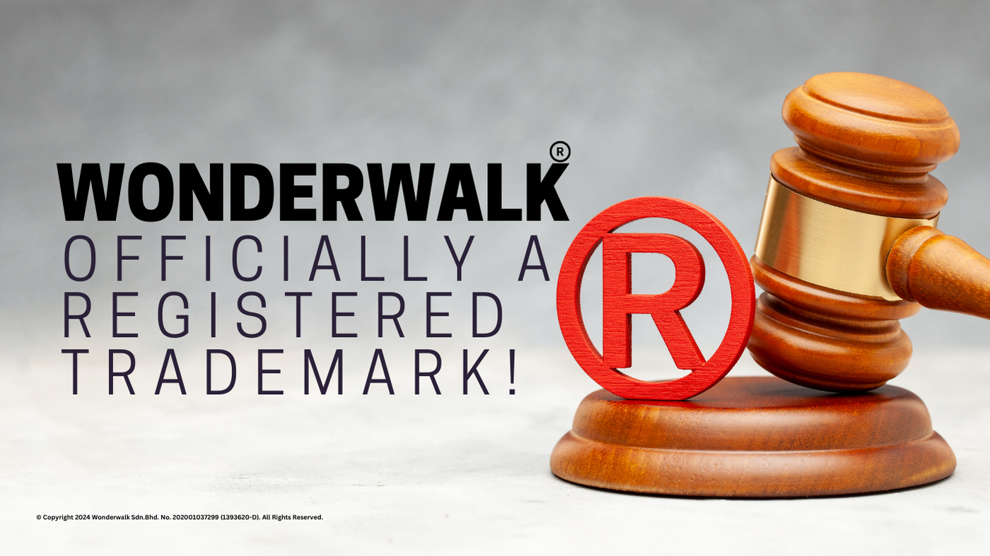 Wonderwalk Officially a Registered Trademark with a red trademark symbol and judge’s gavel.